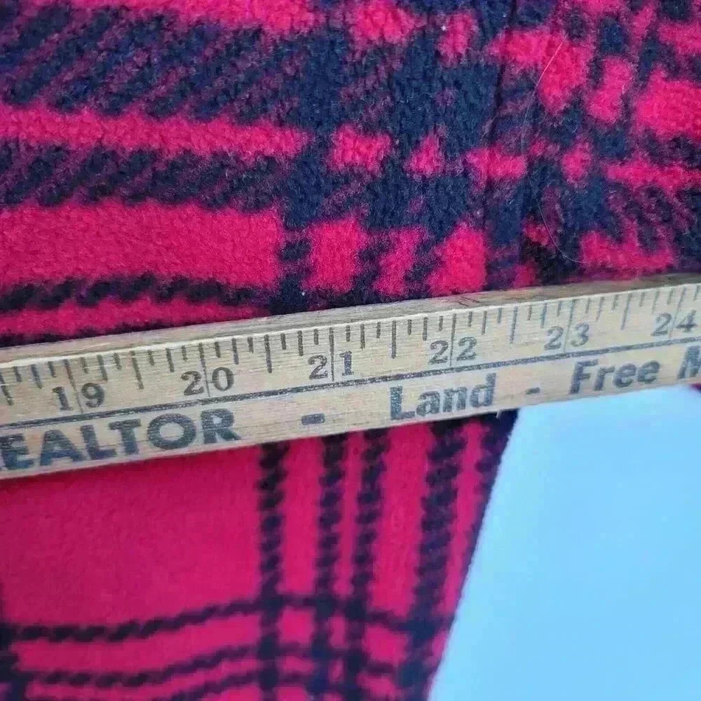 EDDIE BAUER red/black flannel  POLARTEC 1/4 zip Pullover Fleece Men Size… - Picture 7 of 7